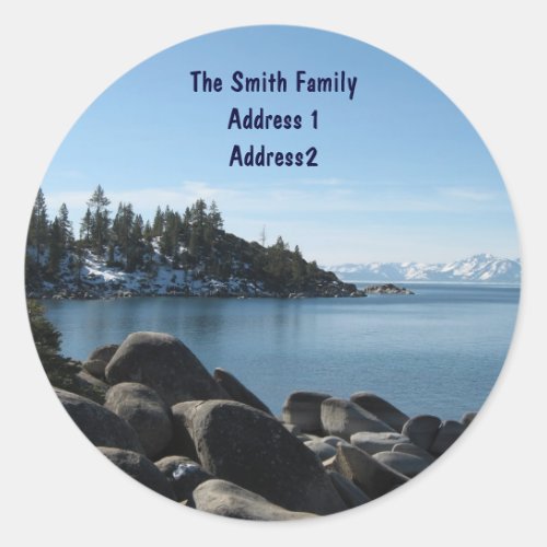 Lake Tahoe Return Address Classic Round Sticker