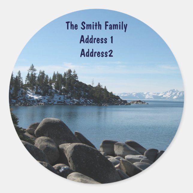 Lake Tahoe Return Address Classic Round Sticker (Front)