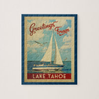 Lake Tahoe Sailboat Vintage Travel California