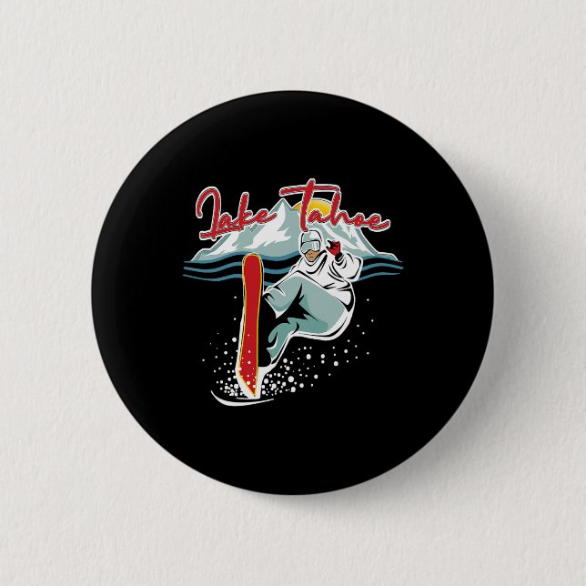 Lake Tahoe Sierra Nevada California Snowboarding S Button (Front)