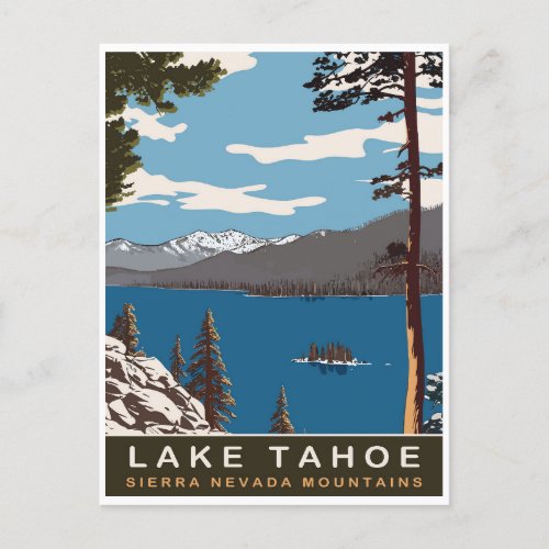 Lake Tahoe Sierra Nevada Mountains Travel Postcard