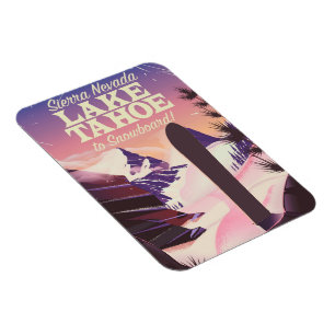 Lake Tahoe Sierra Nevada USA Snowboarding poster Magnet