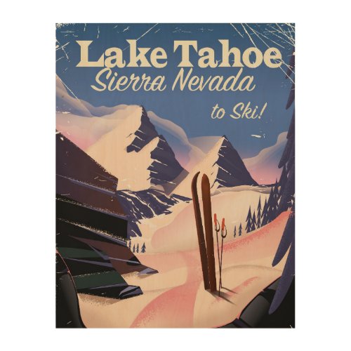 Lake Tahoe sierra nevada vintage ski poster