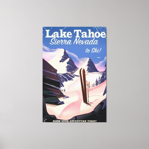 Lake Tahoe sierra nevada vintage ski poster Canvas Print