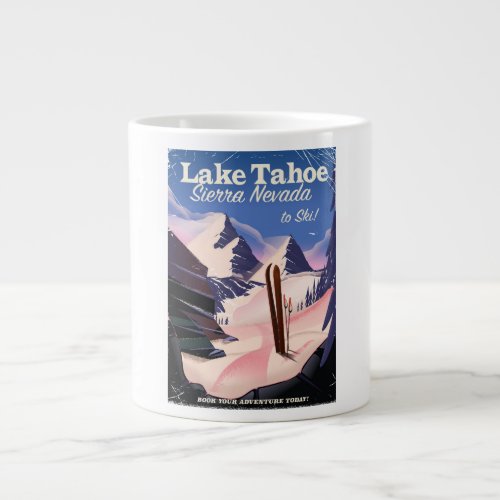 Lake Tahoe sierra nevada vintage ski poster Large Coffee Mug