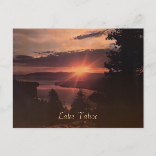 Lake Tahoe Sunrise Vintage Postcard