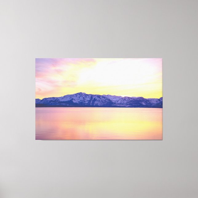 Lake Tahoe Sunset Wall Art, 60x38 Large Canvas Print (Front)