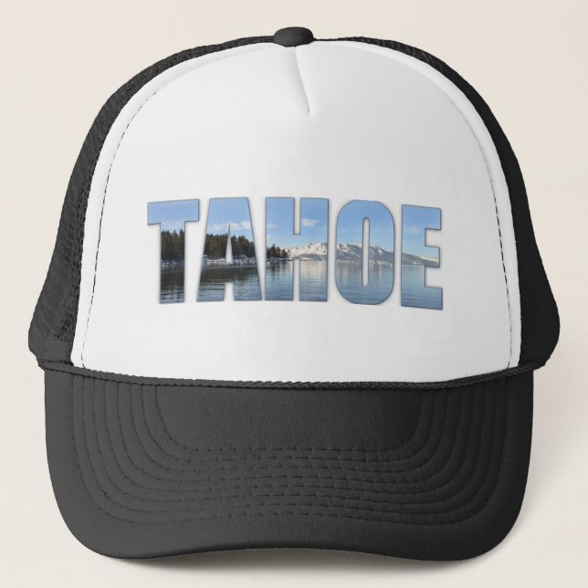 Lake Tahoe Text Trucker Hat (Front)