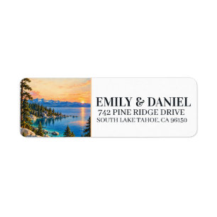 Lake Tahoe Vintage Poster Wedding Return Adress Label