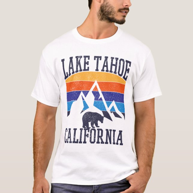 Lake Tahoe - Vintage Retro California Bear T-Shirt (Front)