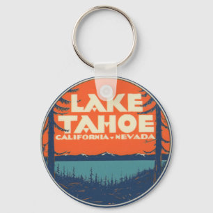 Lake Tahoe Vintage Travel Decal Design Keychain