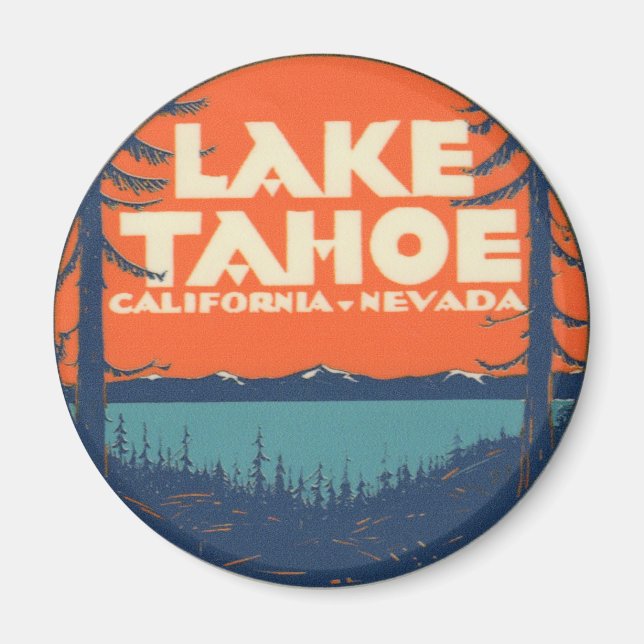 Lake Tahoe Vintage Travel Decal Design Magnet (Front)