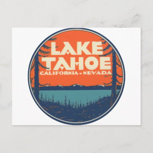 Lake Tahoe Vintage Travel Decal Design Postcard