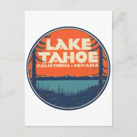 Lake Tahoe Vintage Travel Decal Design Postcard