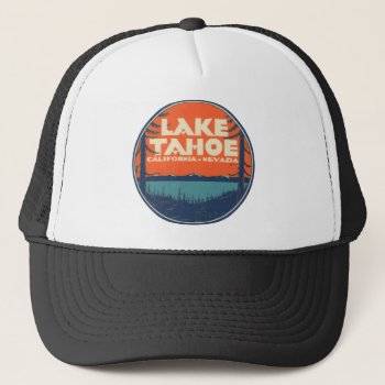 Lake Tahoe Vintage Travel Decal Design Trucker Hat by 74hilda74 at Zazzle