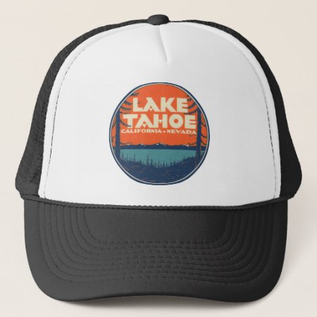 Lake Tahoe Vintage Travel Decal Design Trucker Hat