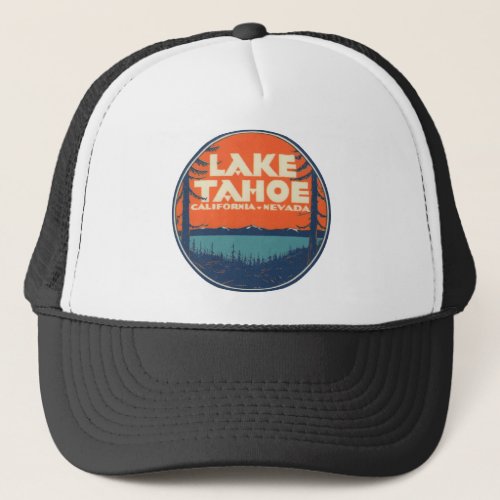 Lake Tahoe Vintage Travel Decal Design Trucker Hat