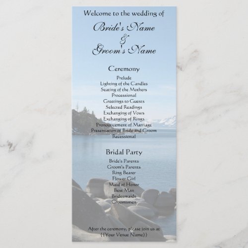 Lake Tahoe Wedding Program