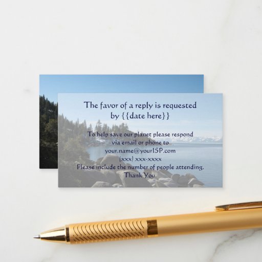 Customizable Lake Tahoe Wedding Response Card Business Cards