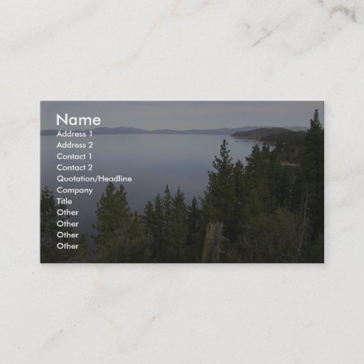 Customizable Lake Tahoe With Pine Trees Business Cards