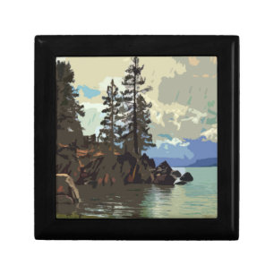 Lake Tahoe Wooden Jewelry Keepsake Box