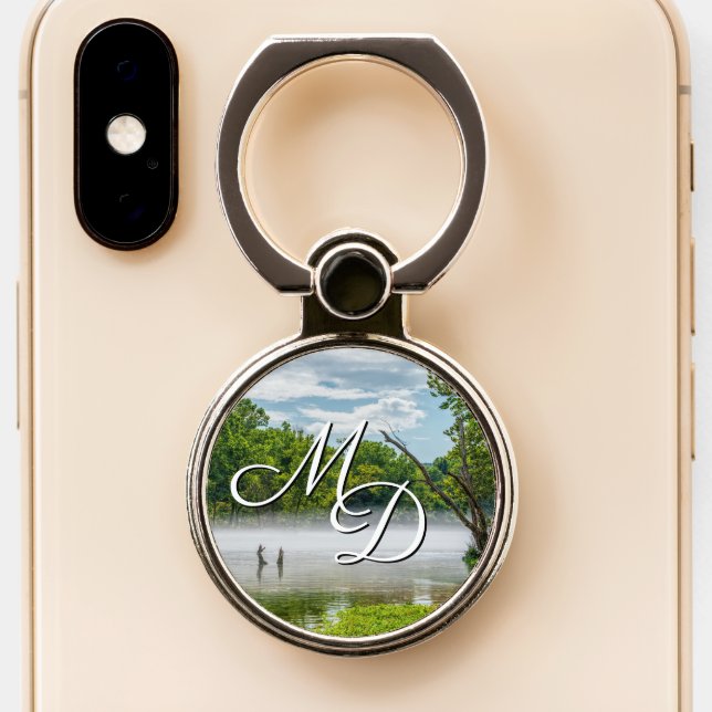 Lake Taneycomo Summer Fog Monogram Phone Grip (Close Up)