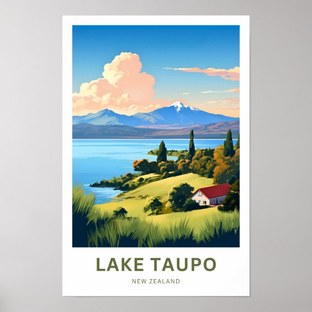 Lake Taupo New Zealand Travel Print (Front)
