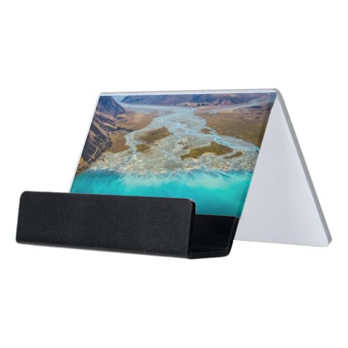 Lake Tekapo and Southern Alps New Zealand Desk Business Card Holder