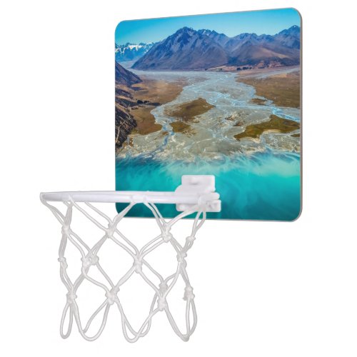 Lake Tekapo and Southern Alps New Zealand Mini Basketball Hoop