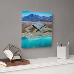 Lake Tekapo and Southern Alps, New Zealand Square Wall Clock