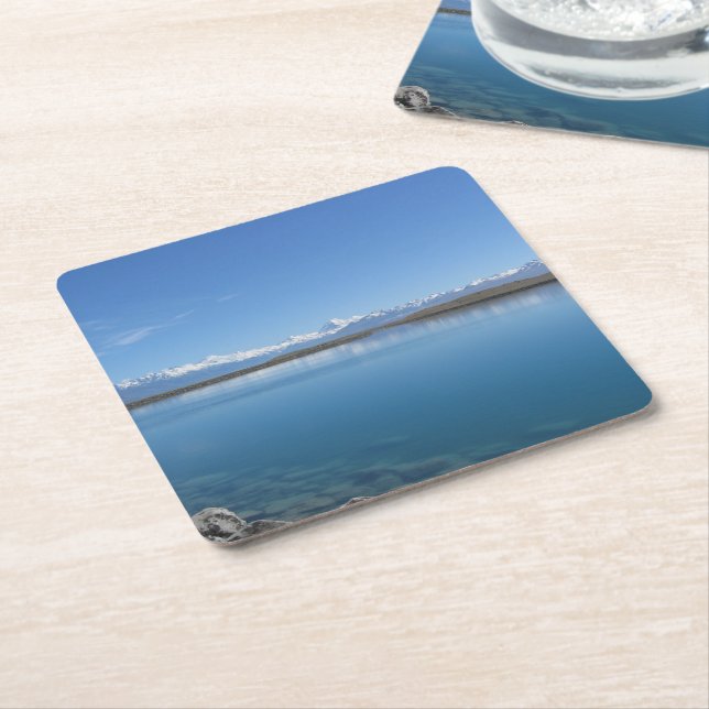 Lake Tekapo, New Zealand Square Paper Coaster (Angled)