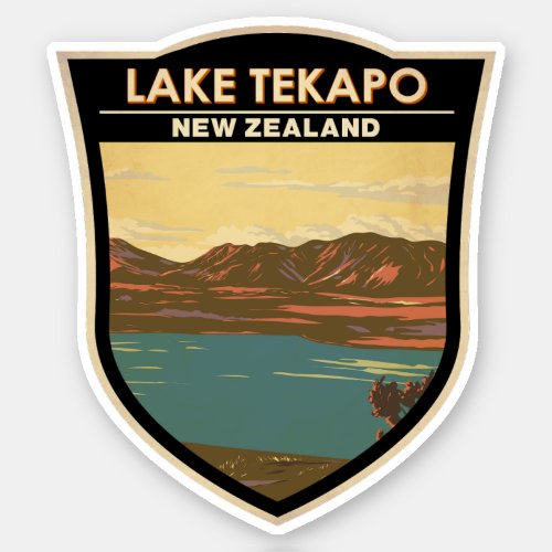 Lake Tekapo New Zealand Travel Art Vintage Sticker