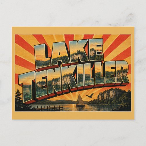 Lake Tenkiller OK Clear Water Bluffs Forest Art Postcard
