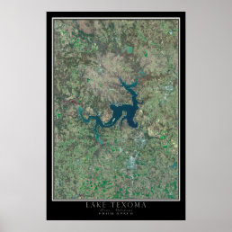 Lake Texoma Texas - Oklahoma Satellite Poster Map