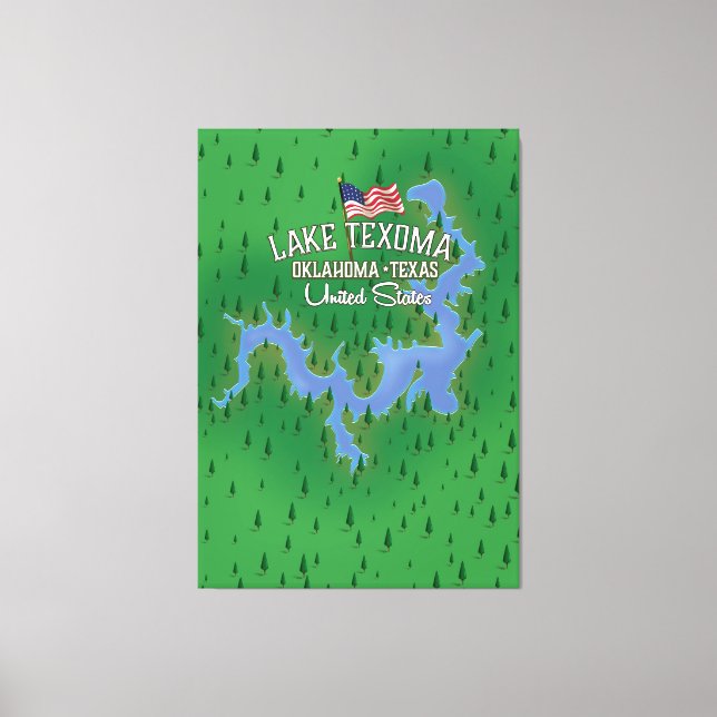 Lake Texoma USA map. Canvas Print (Front)