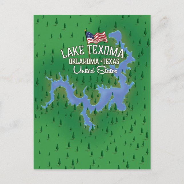 Lake Texoma USA map. Postcard (Front)
