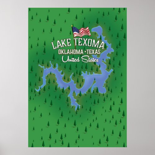 Lake Texoma USA map Poster