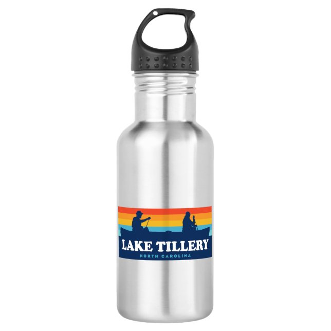Lake Tillery North Carolina Canoe Stainless Steel Water Bottle (Front)