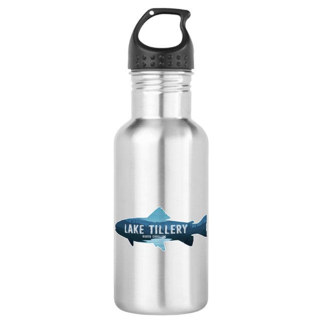 Lake Tillery North Carolina Fish Stainless Steel Water Bottle (Front)