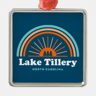 Lake Tillery North Carolina Rainbow Metal Ornament