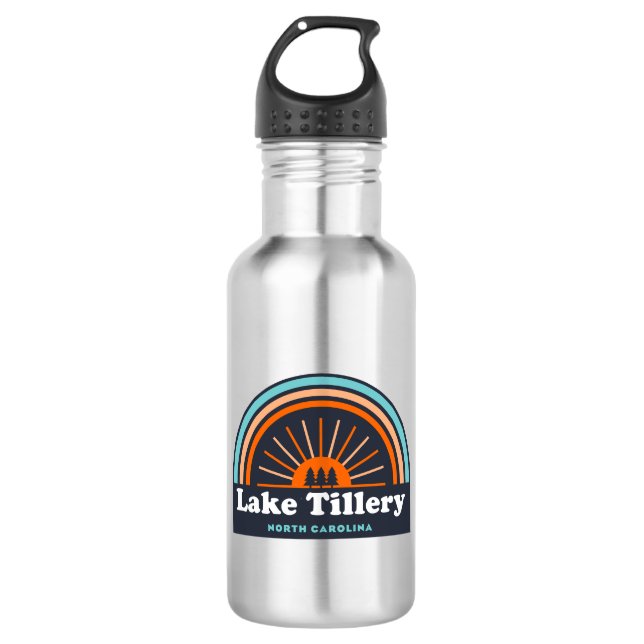 Lake Tillery North Carolina Rainbow Stainless Steel Water Bottle (Front)