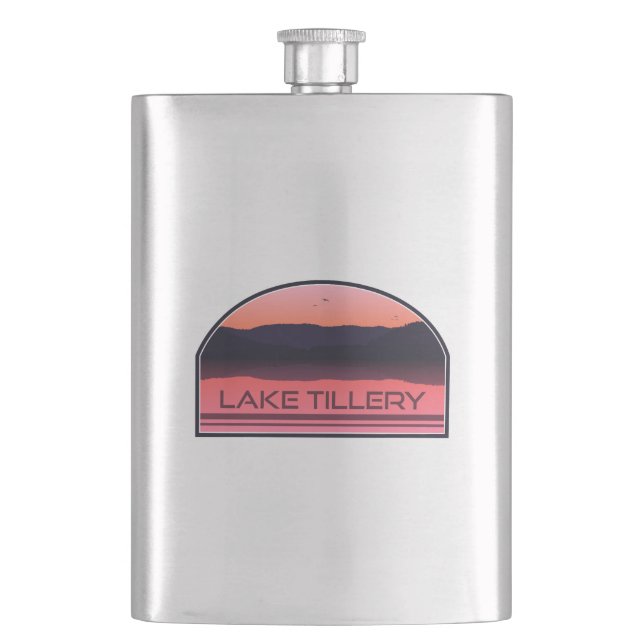 Lake Tillery North Carolina Red Sunrise Flask (Front)