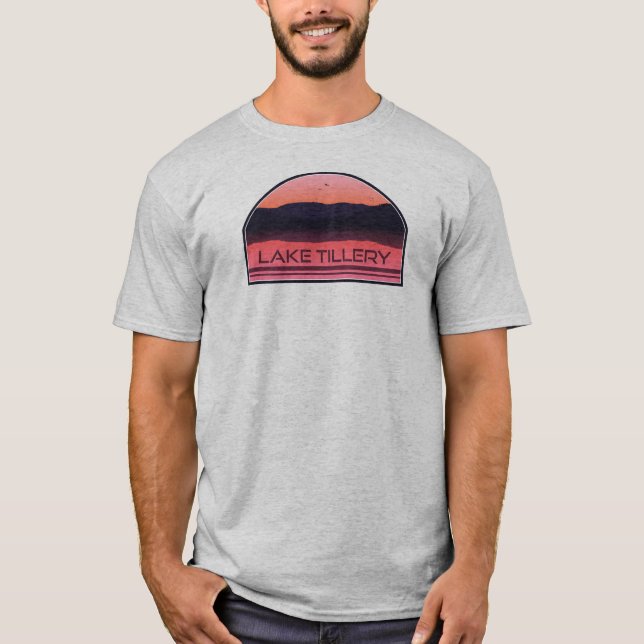 Lake Tillery North Carolina Red Sunrise T-Shirt (Front)