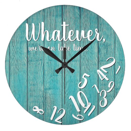 Lake Time Rustic Wood Funny Retirement Lake Home Large Clock