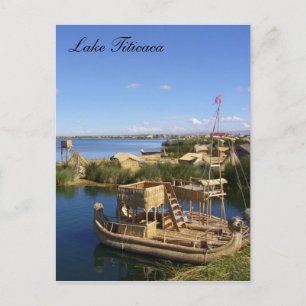 lake titicaca boats postcard