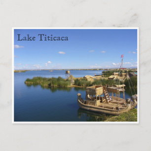 lake titicaca boats postcard