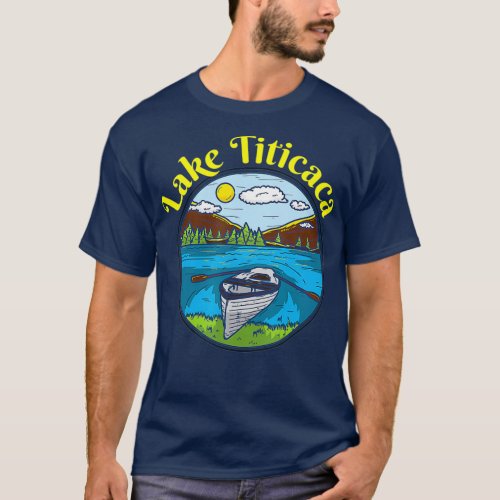 Lake Titicaca Clothing Peru Retro Boating T_Shirt