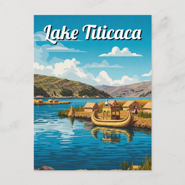 Lake Titicaca Floating Islands Vintage Postcard (Front)