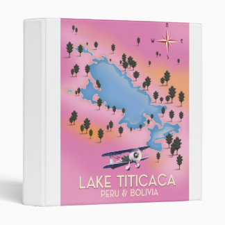 Lake Titicaca, peru, Bolivia lake map travel art 3 Ring Binder