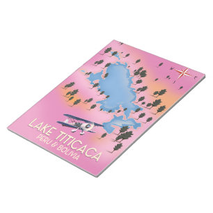 Lake Titicaca, peru, Bolivia lake map travel art Notepad